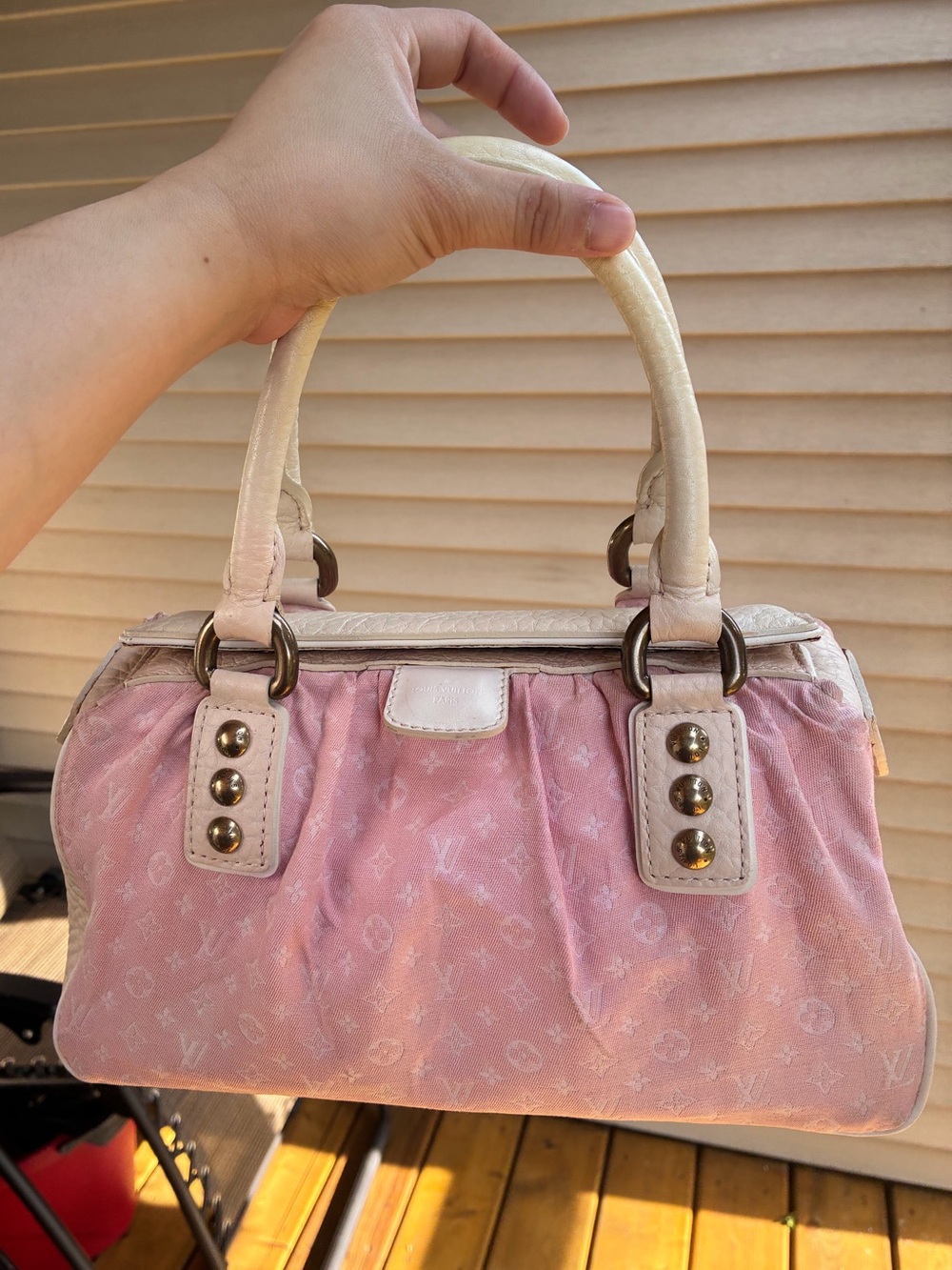 LV Pink Monogram Satchel Handbag mini lin